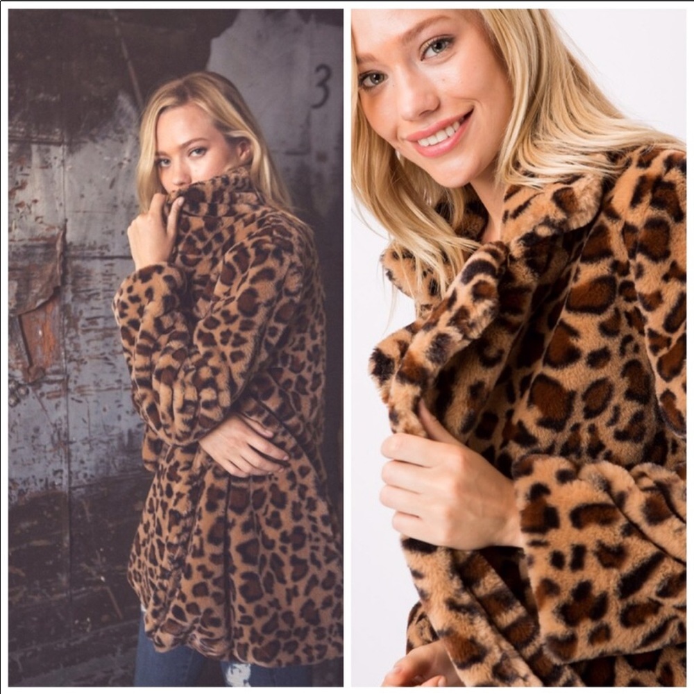 🛍 LAST 1! Leopard Print Faux Fur Teddy Coat! - Picture 3 of 7